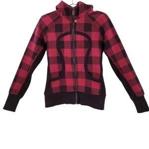 Lululemon Rare Buffalo Plaid Lumberjack Red Black Scuba Hoodie 6